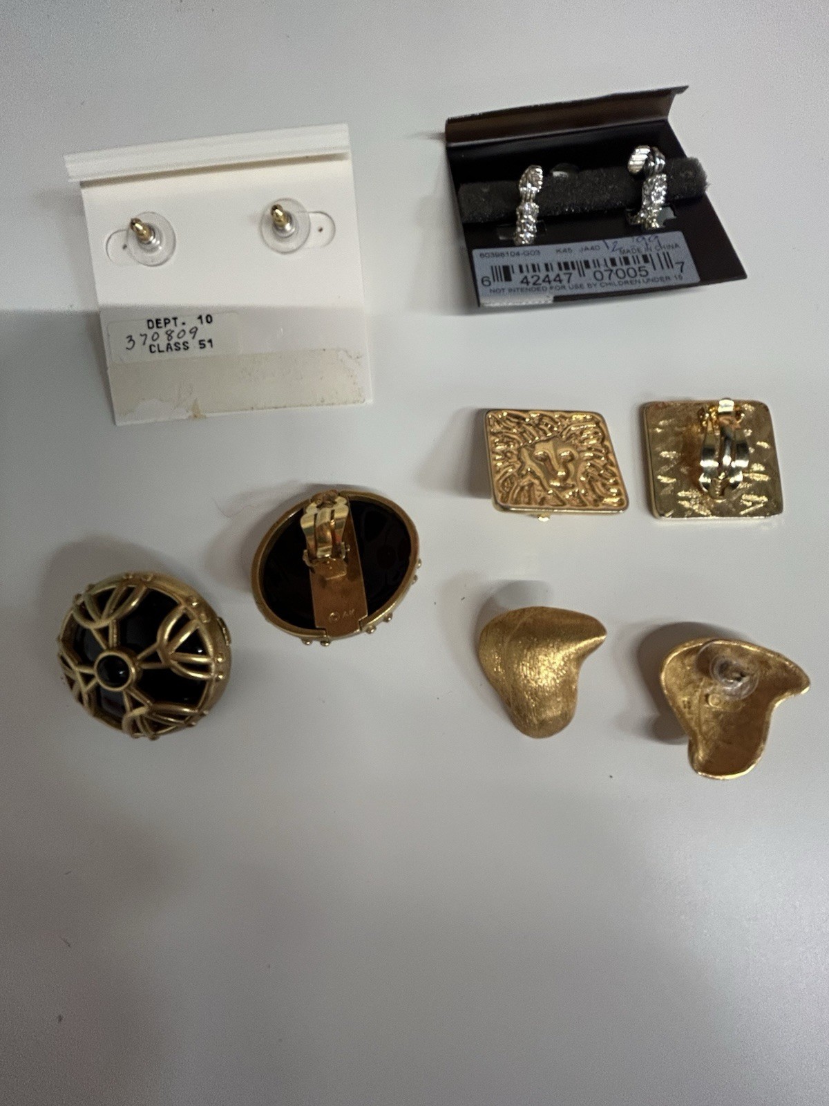 Vintage Anne Klein 10-Piece Mixed Lot Earrings Gold tone