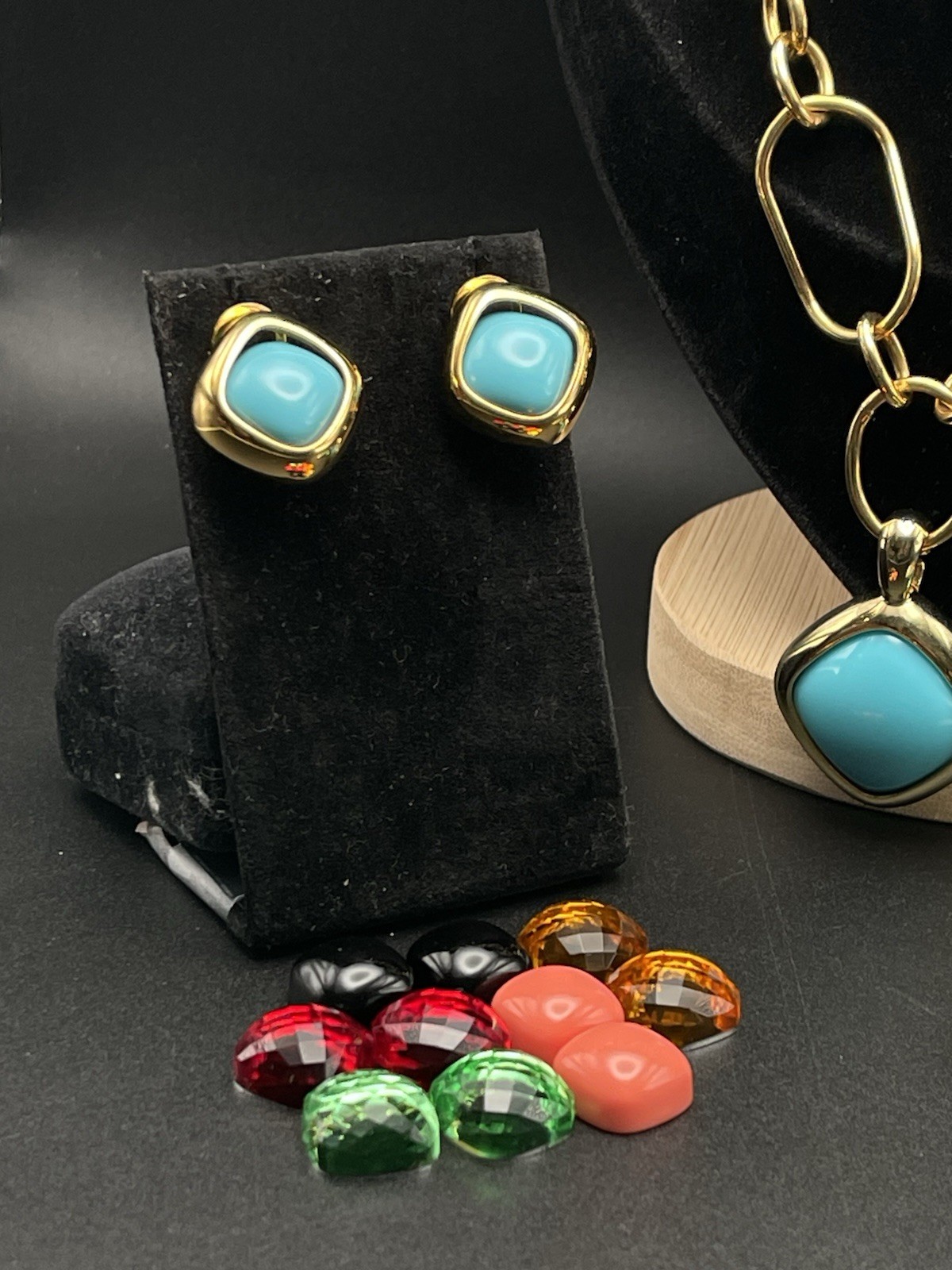 🔥JOAN RIVERS Interchangeable Link Necklace & Earring Set Multiple Colors.
