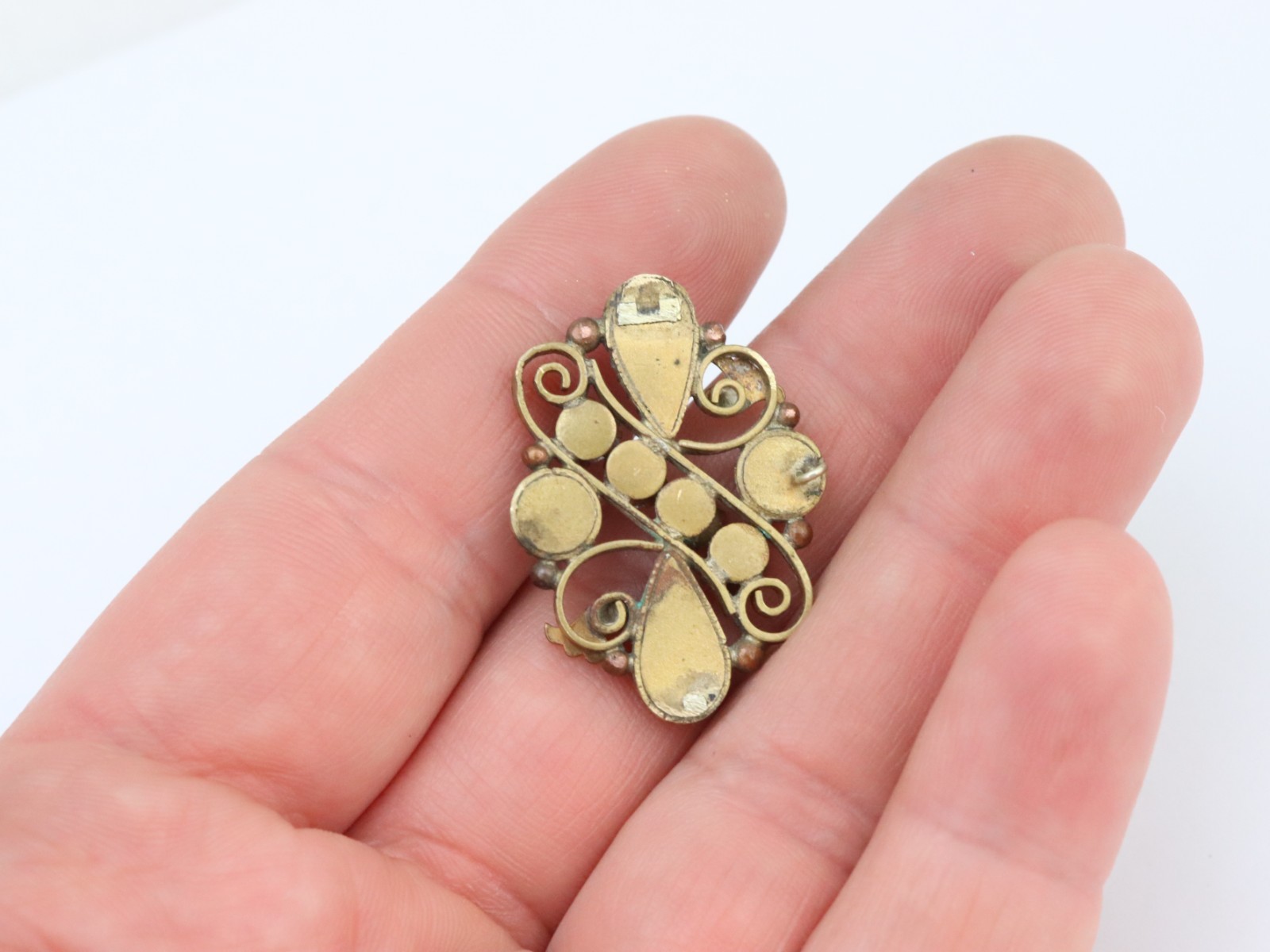 Vintage Antique Gold Filled Sapphiret Crystal Rhinestone Pendant 4 Necklace