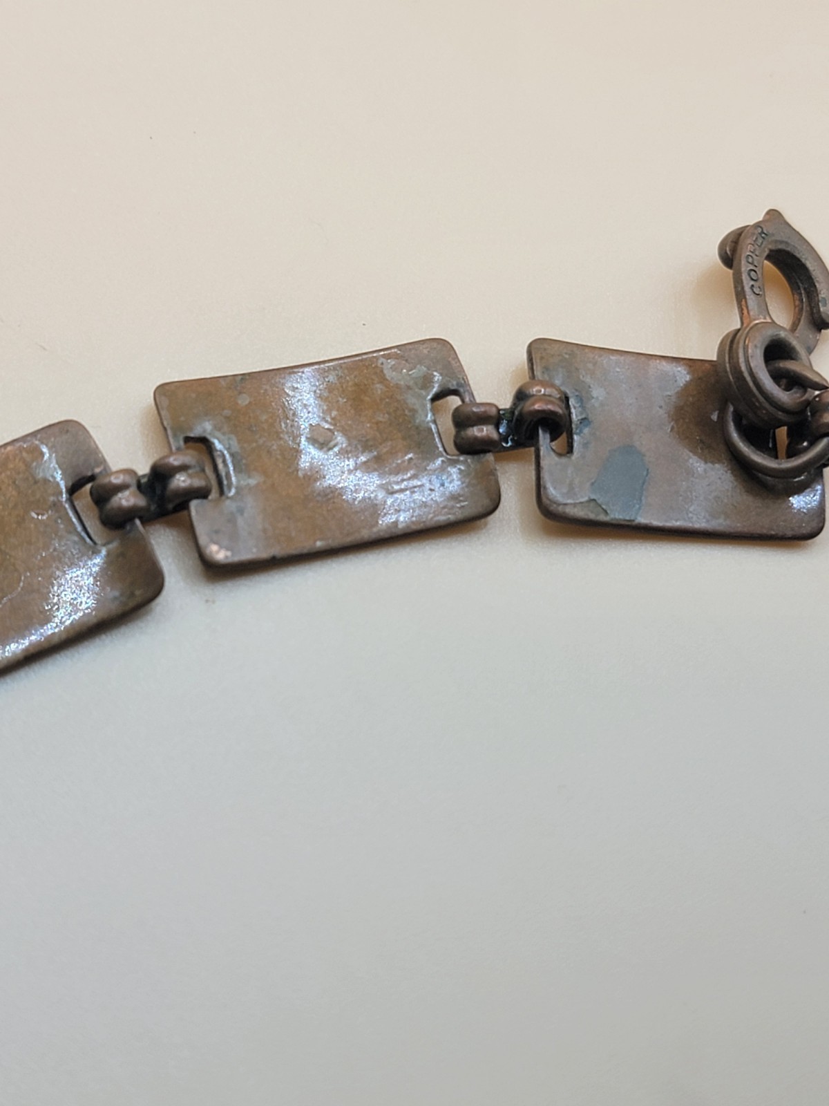 Vintage COPPER Thunderbird BRACELET 7 Links and Claw Clasp Native American