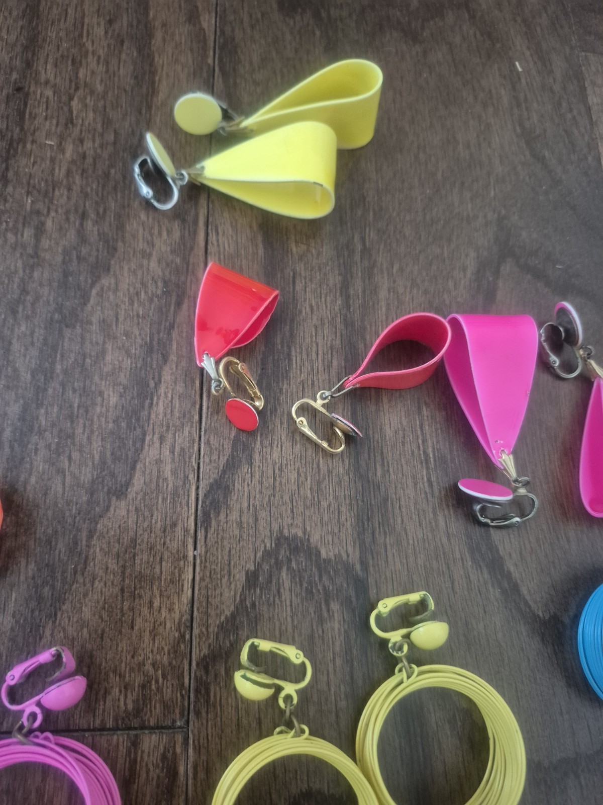 Vintage s Big Bold Retro Earrings Lot Bright Colorful Funky