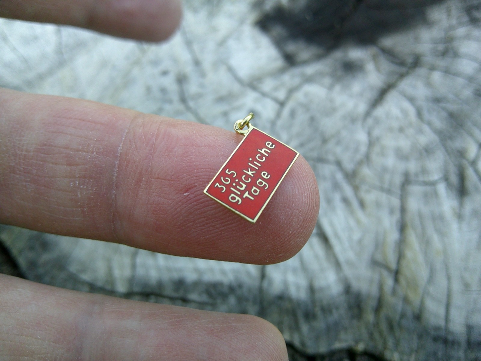GERMAN Art Deco 14K Gold Enamel 365 glückliche Tage lucky Days Pendant Charm 🍀