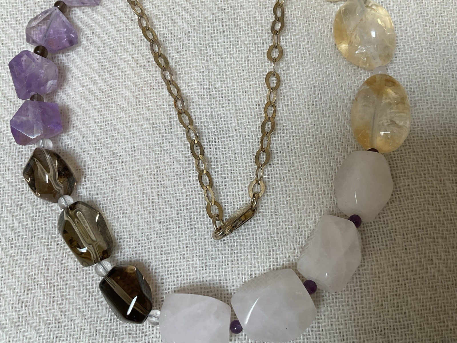 Vintage Multi Stone 925 Sterling Silver Necklace Genuine Gemstone IL Marks