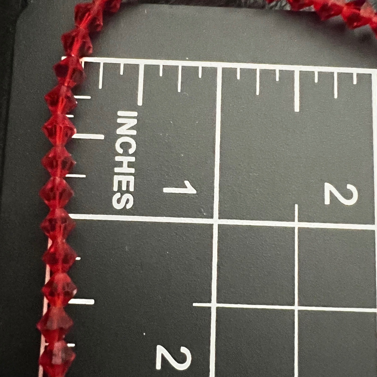 Vintage Red Faceted Glass Crystal Bead Strand Necklace 23″ Cottagecore