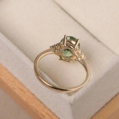 2.65Ct Art Deco Lab Created Emerald & Diamond Anniversary Gift 14K Gold FN Ring