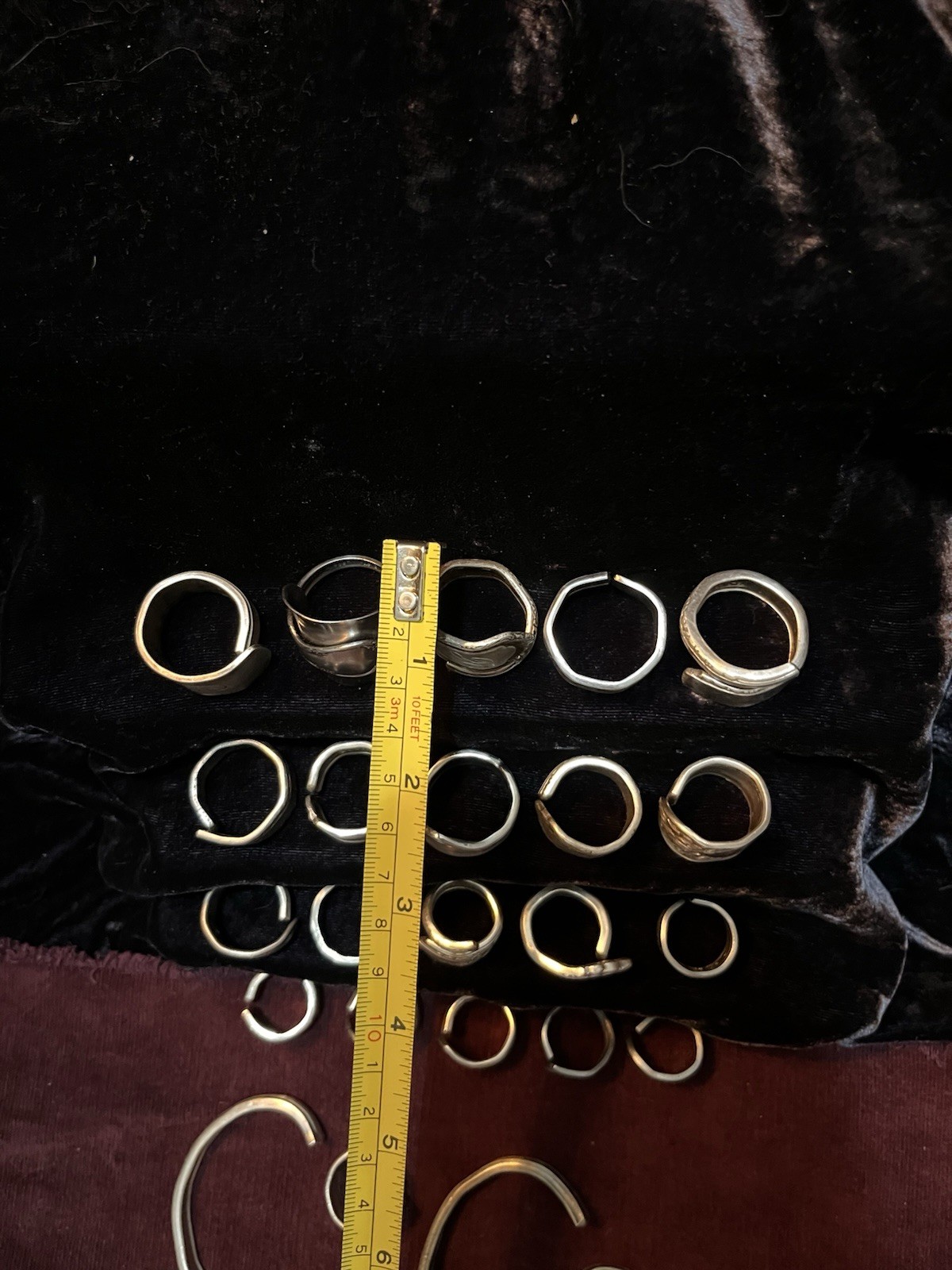 Spoon Ring & Bracelet Lot Of 24-Silver Plated & Stainless Steel Antique Deco