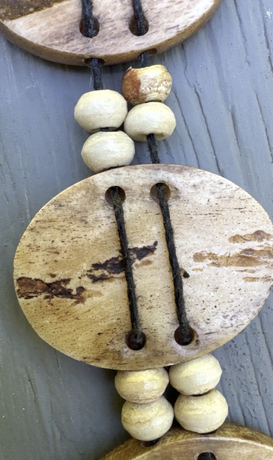 VTG Egyptian Theme Hand Carved Yak Bone Bracelet 5 Symbols/Tibetan Artisans Made