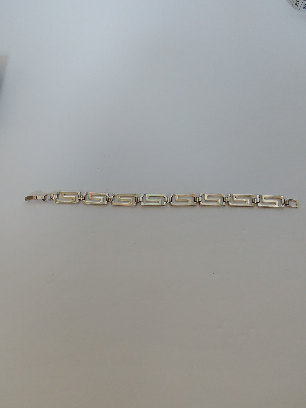 STERLING SILVER GREEK KEY BRACELET 8″ EXCELLENT VINTAGE .925 STAMPED 12 grams