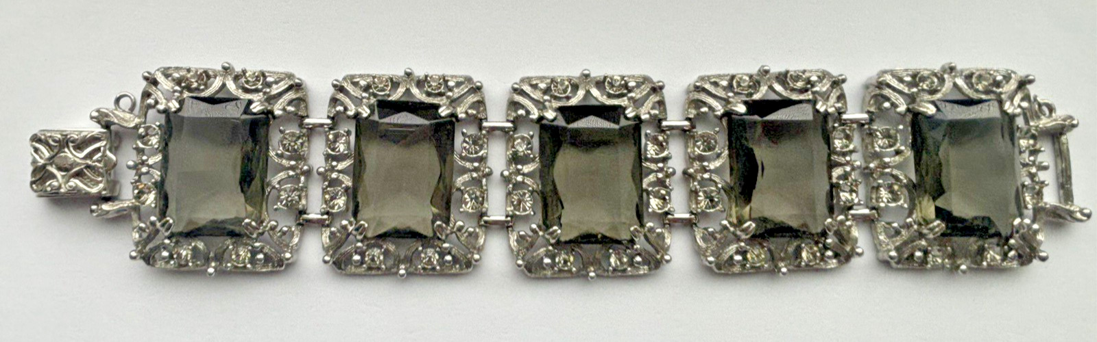 1962 SARAH COVENTRY Celebrity Smoky Rhinestone Bracelet Brooch Earrings Ring Set