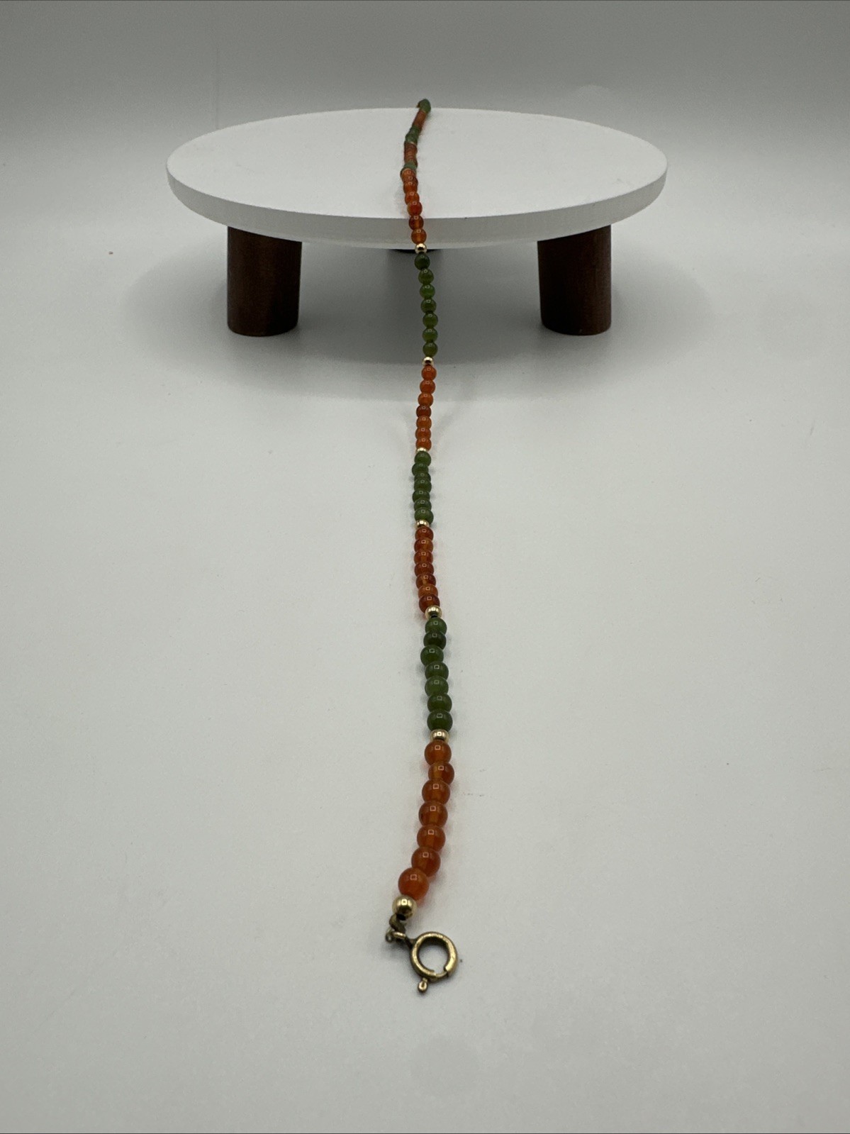 Vtg Jade Carnelian Gold Filled Beads Necklace Choker. 17” long. See pics.