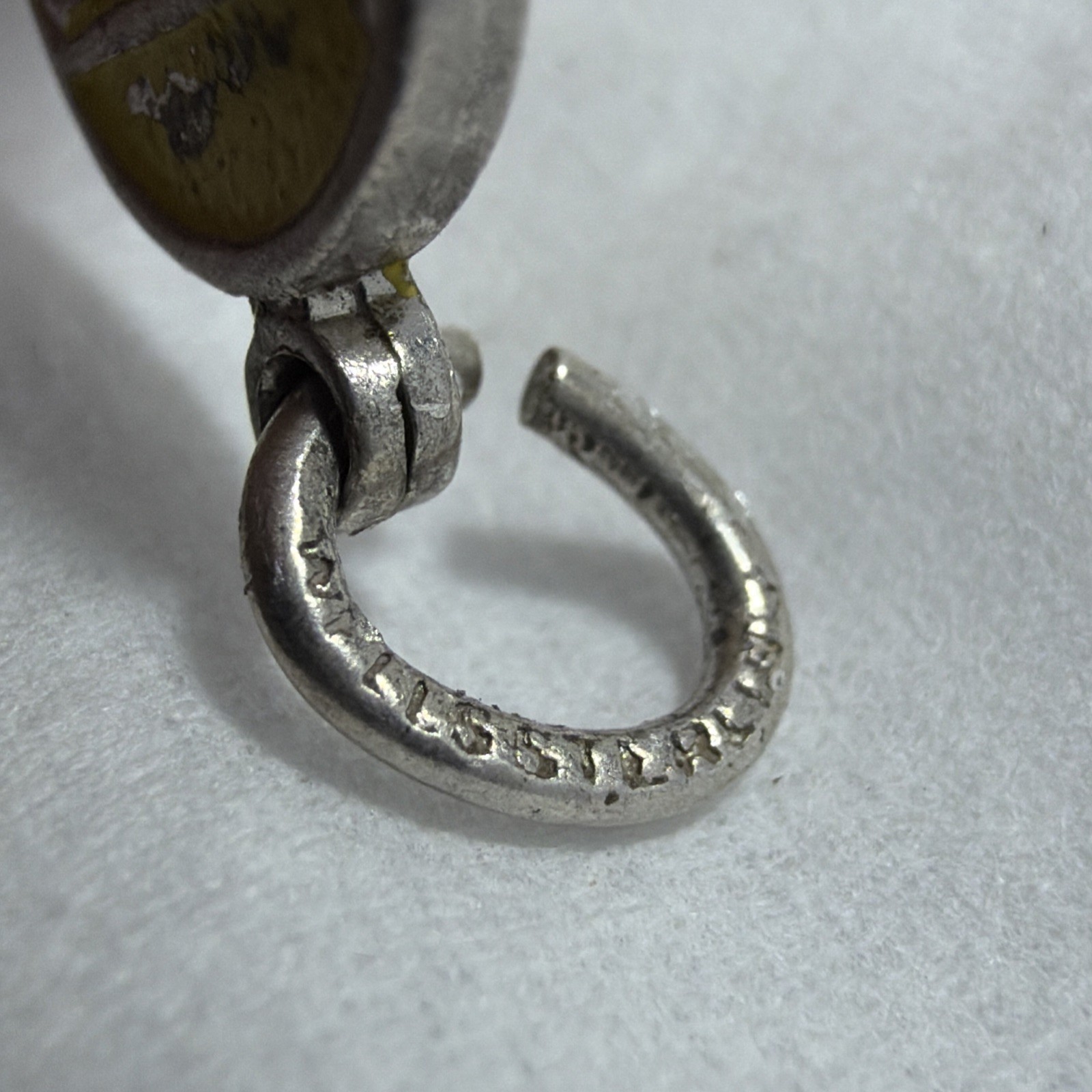 1950’s Vintage Sterling Silver Stop Sign Charm For Bracelet .925 Yellow Enamel