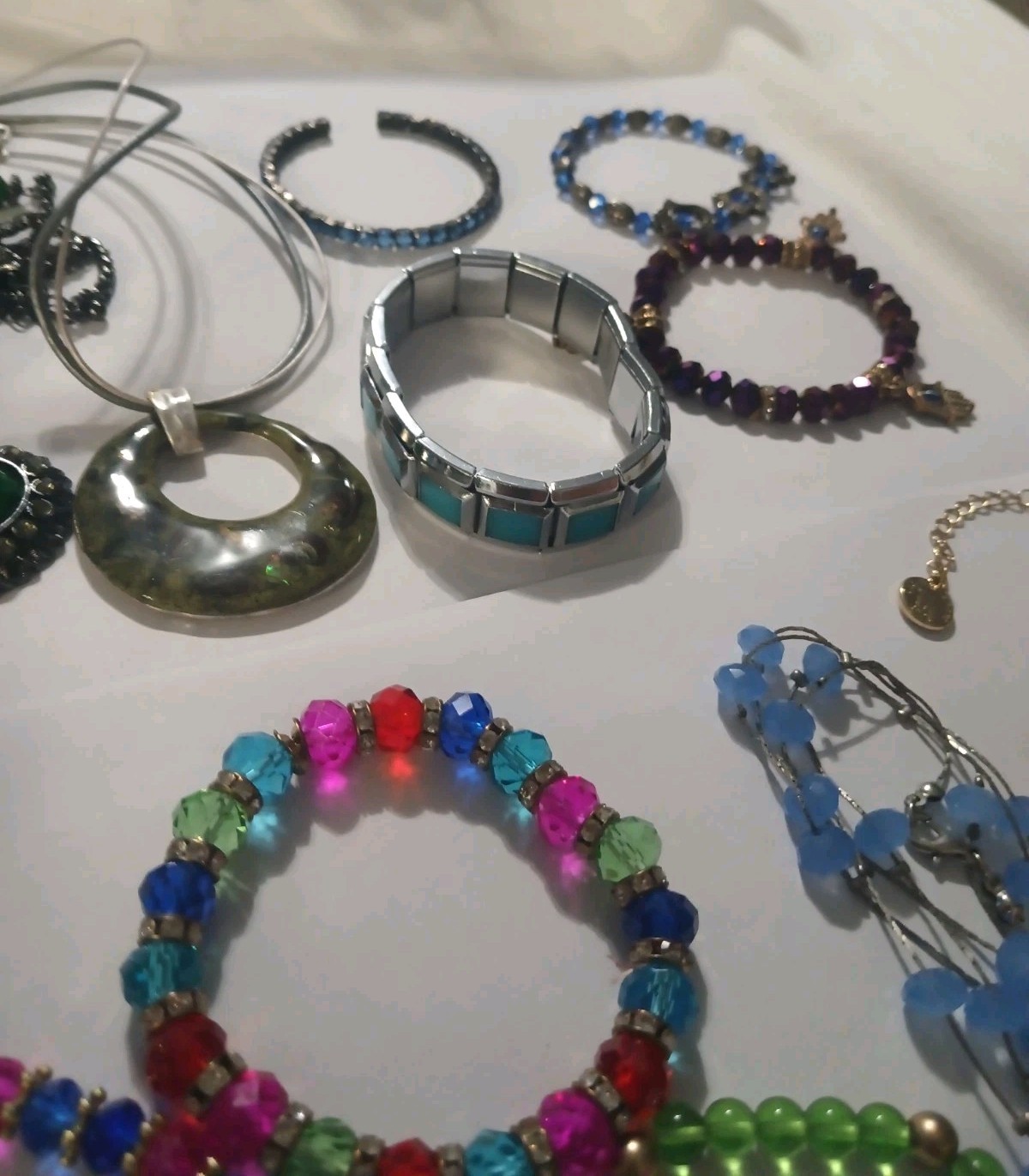 Vintage Colorful Blues, Greens, Etc. Necklace & Bracelet Lot Jewelry 22 Items