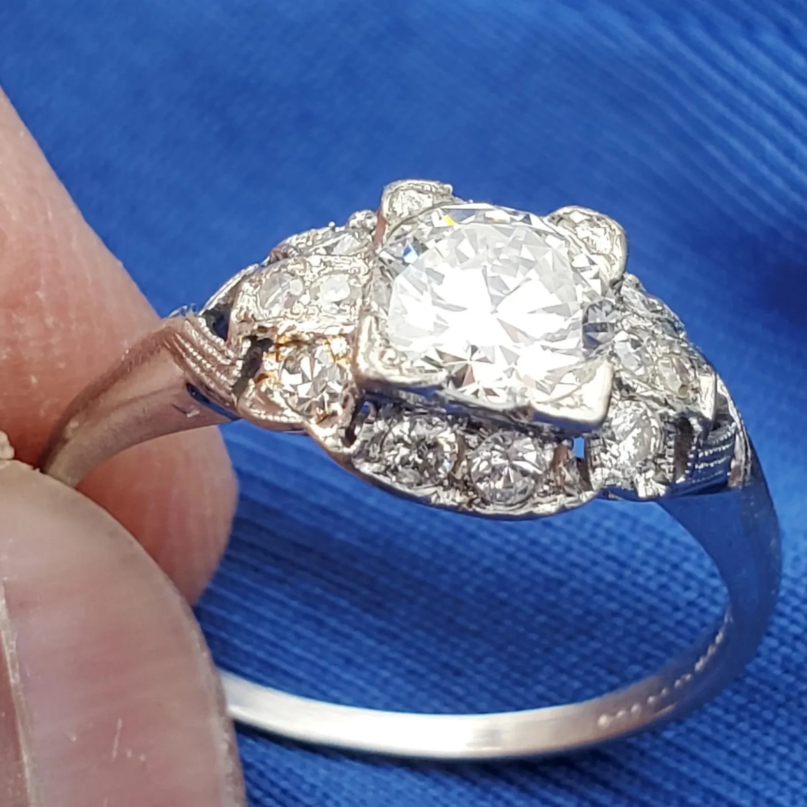 Original EARTH MINED DIAMOND Deco Engagement Ring Vintage PLATINUM Solitaire 6
