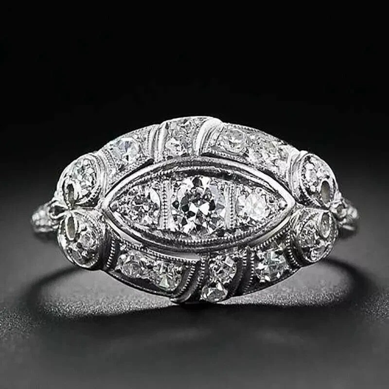 Art Deco Style 3.25Ct Lab Created Diamond Anniversary 14K White Gold Finish Ring