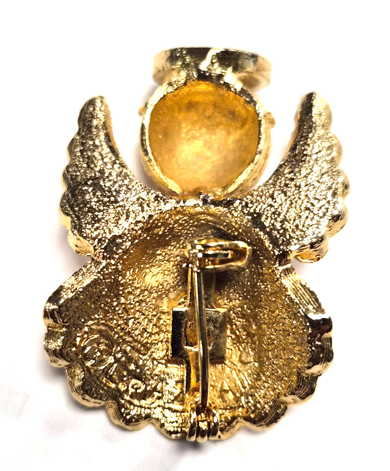Vintage 70’s Signed Ultra Craft Gold Tone Angel Christmas Lapel Pin / Brooch