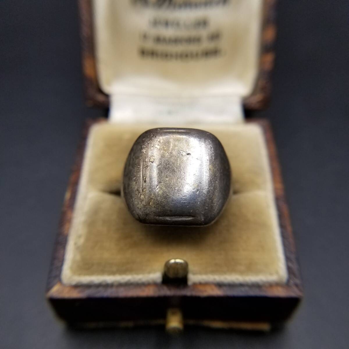 Simple No Monogram Art Deco 925 Silver Vintage Signet Ring Square