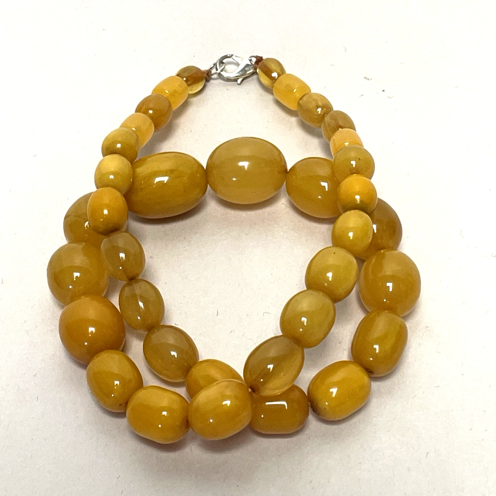 Vintage Butterscotch Amber Bakelite Bead Necklace 20″ Graduated 59g