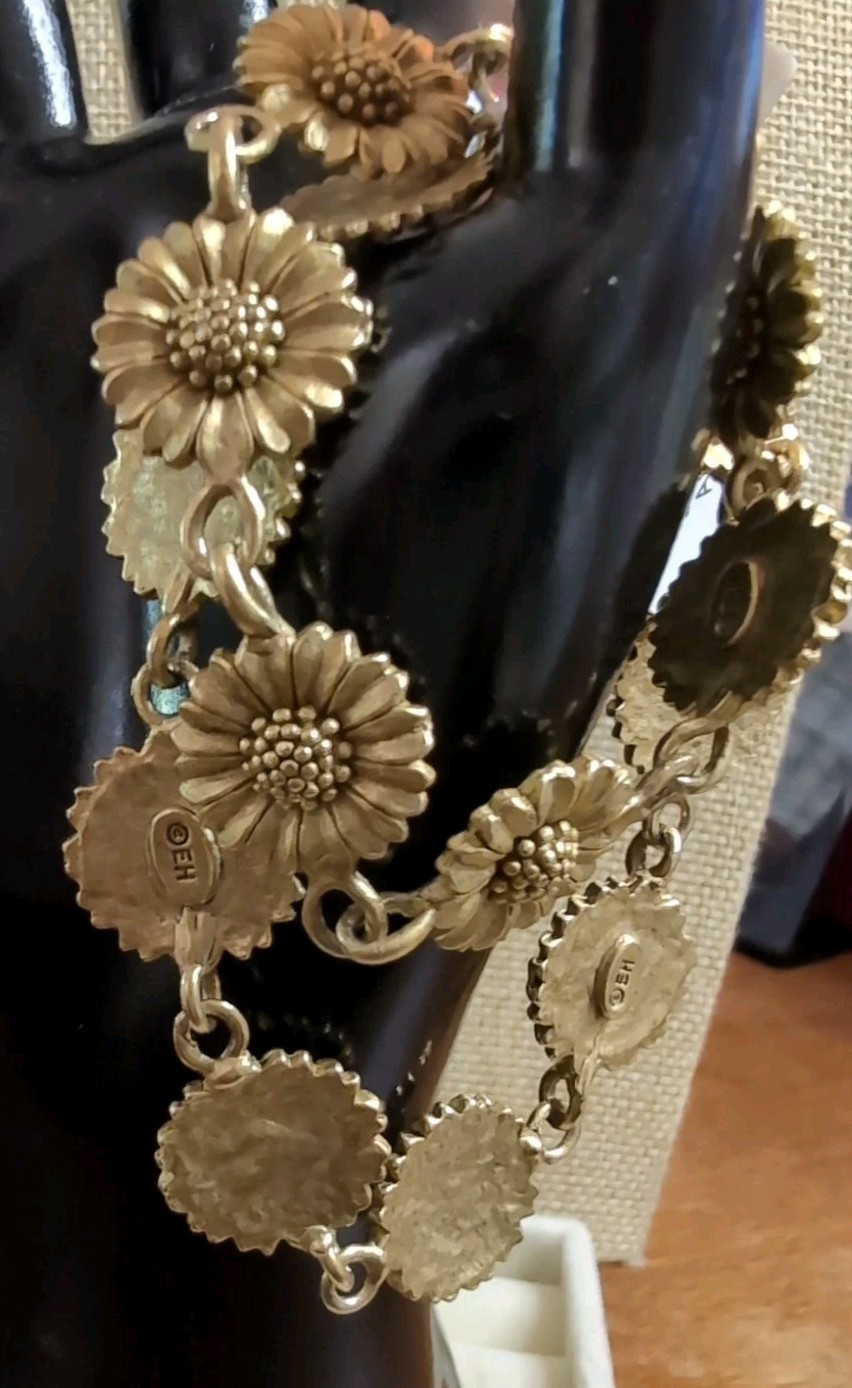 Eivind Hillestad EH Sunflower Daisy Necklace Matte Gold 16″ Floral Link