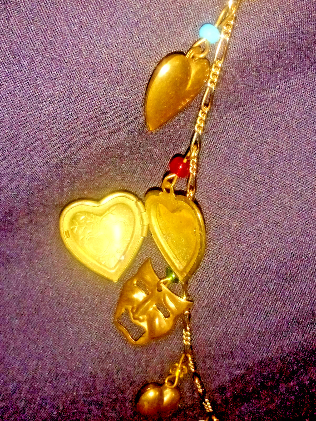 Vintage PIDDiDLY LINKS CHARM Necklace Theater Drama REAL HEART LOCKETS Kingston
