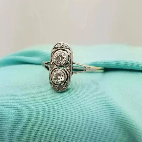 Stunning Art Deco Style Round Cut Lab Created Diamond 925 Silver Wedding Ring
