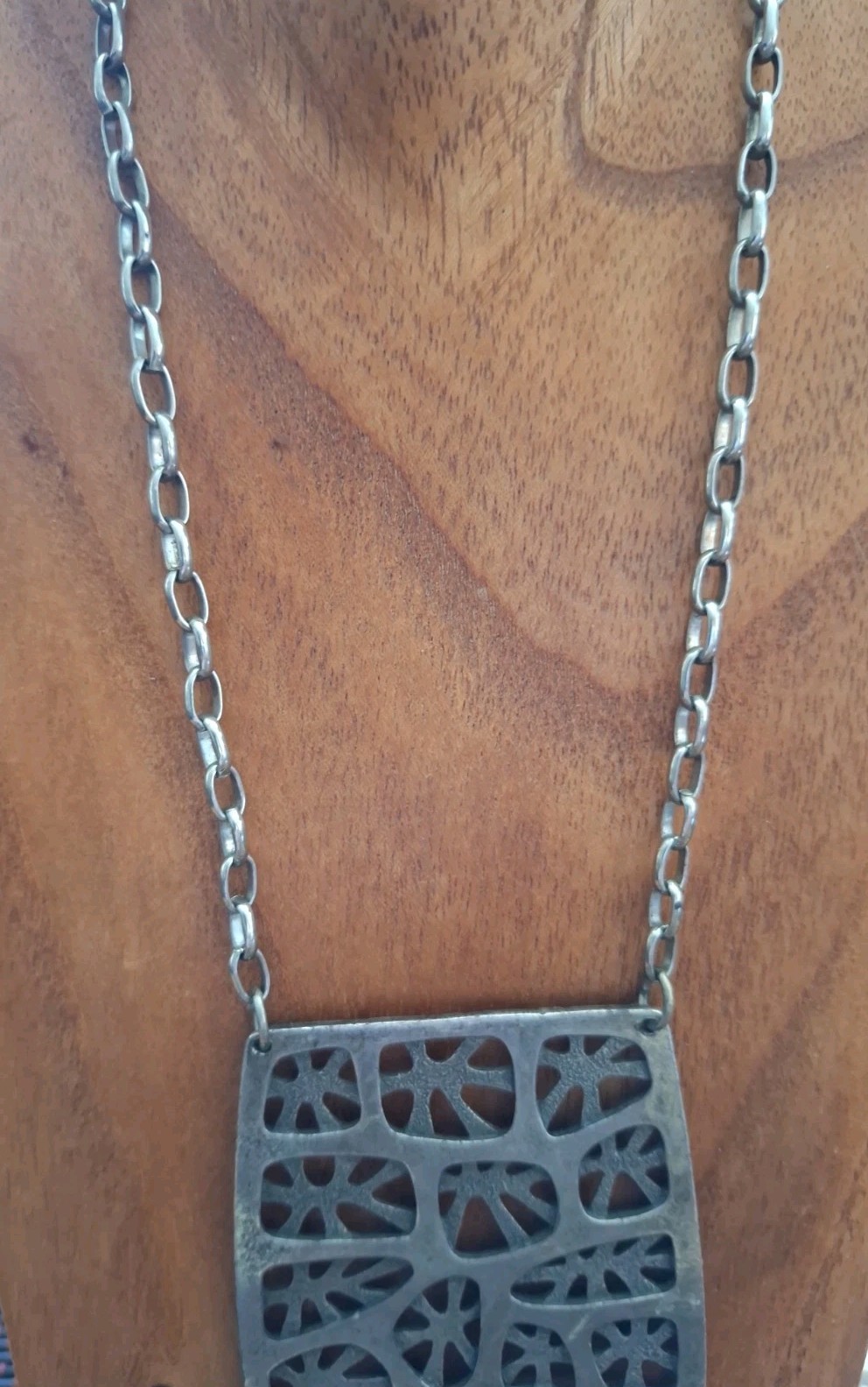 Rare Vtg Signed Louis Giusti Abstract 1960 Pendant Necklace Modernist/Brutalist