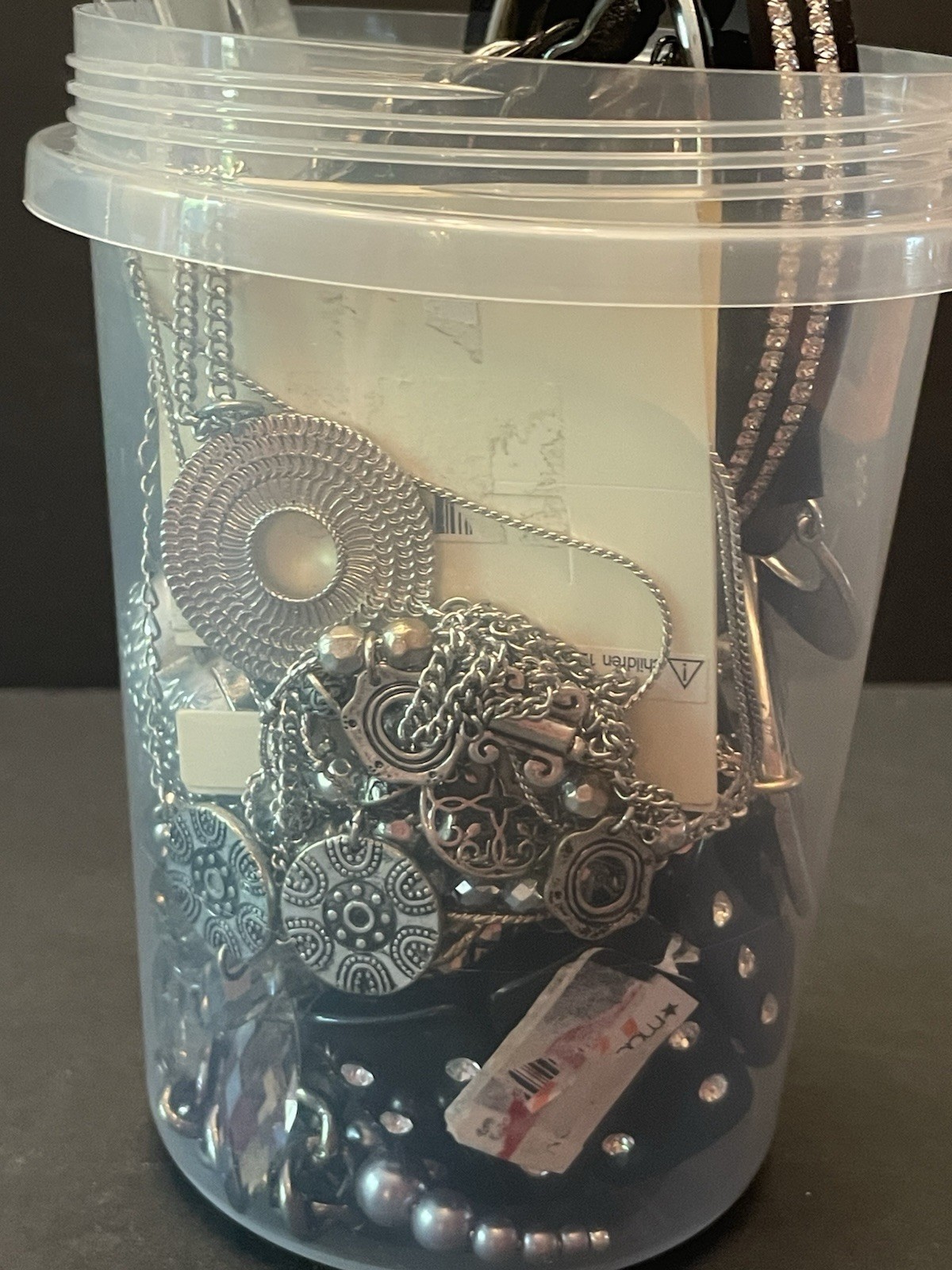 Mystery Jewelry Jar BOLD CHUNKY Curated Black Silver All Wearable Glam Runway