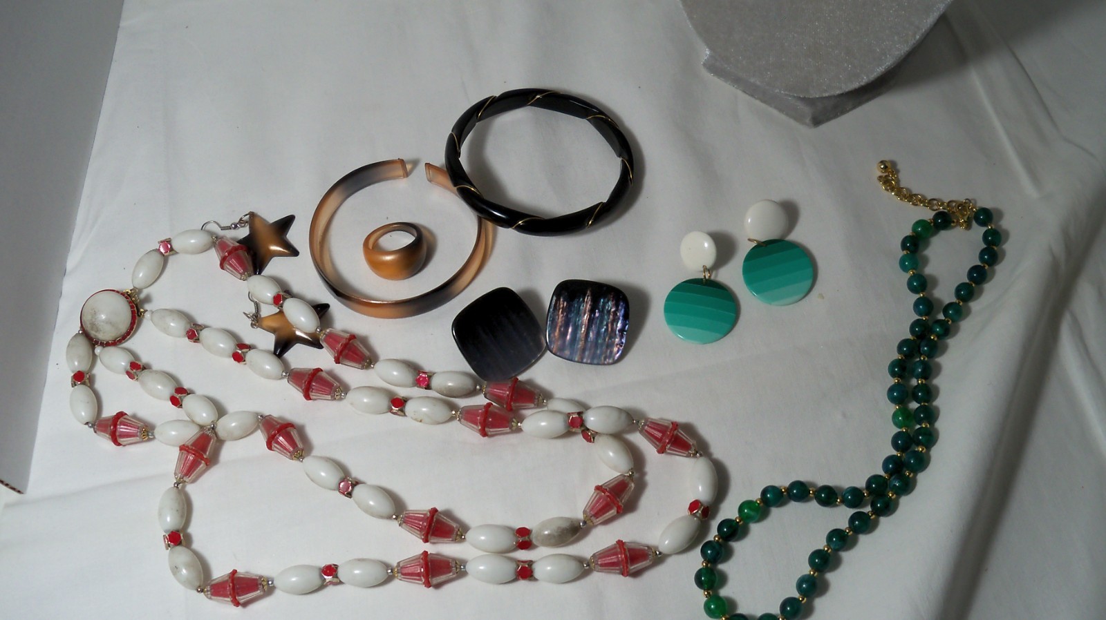 Lot of Vintage Now Acrylic Jewelry Necklaces Bangles Earrings