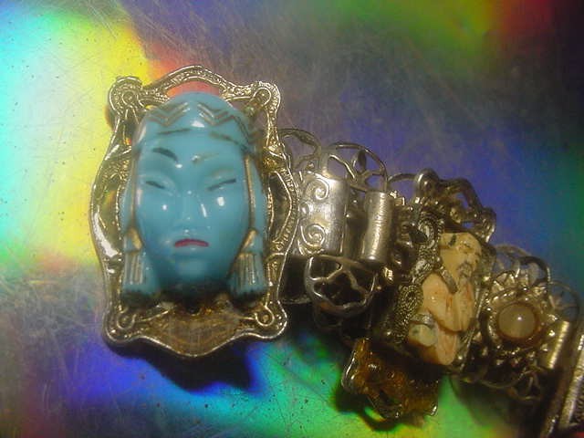 Jinn wishing genie blue Tara good luck talisman lucky charm bracelet Asian c1960