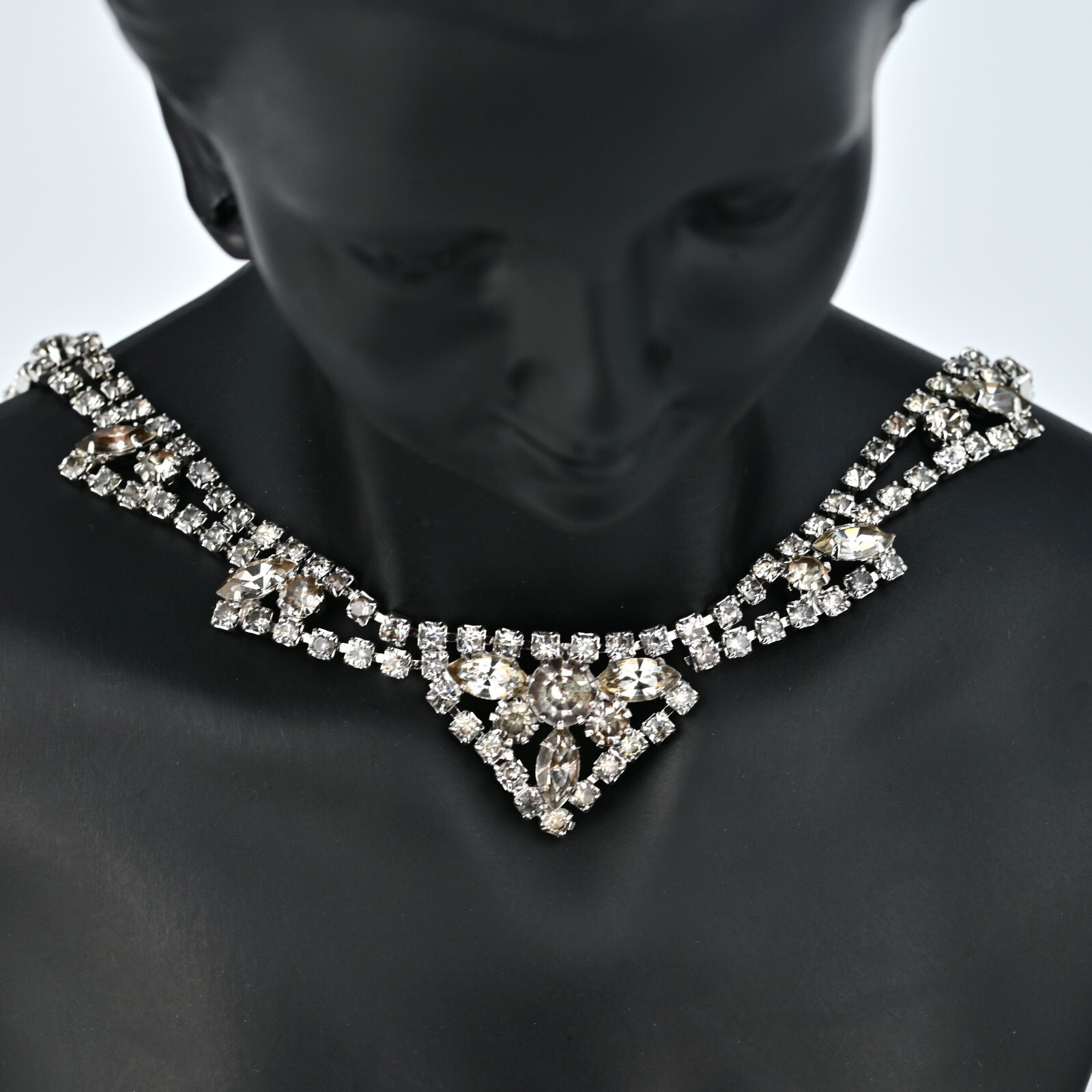 Original Vintage Designer Deco Zirconia Moissanite Gemstone Estate Necklace
