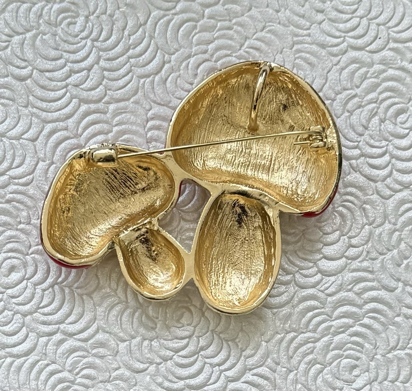 Polka Dot Large Mushroom Brooch/ Enamel On Metal