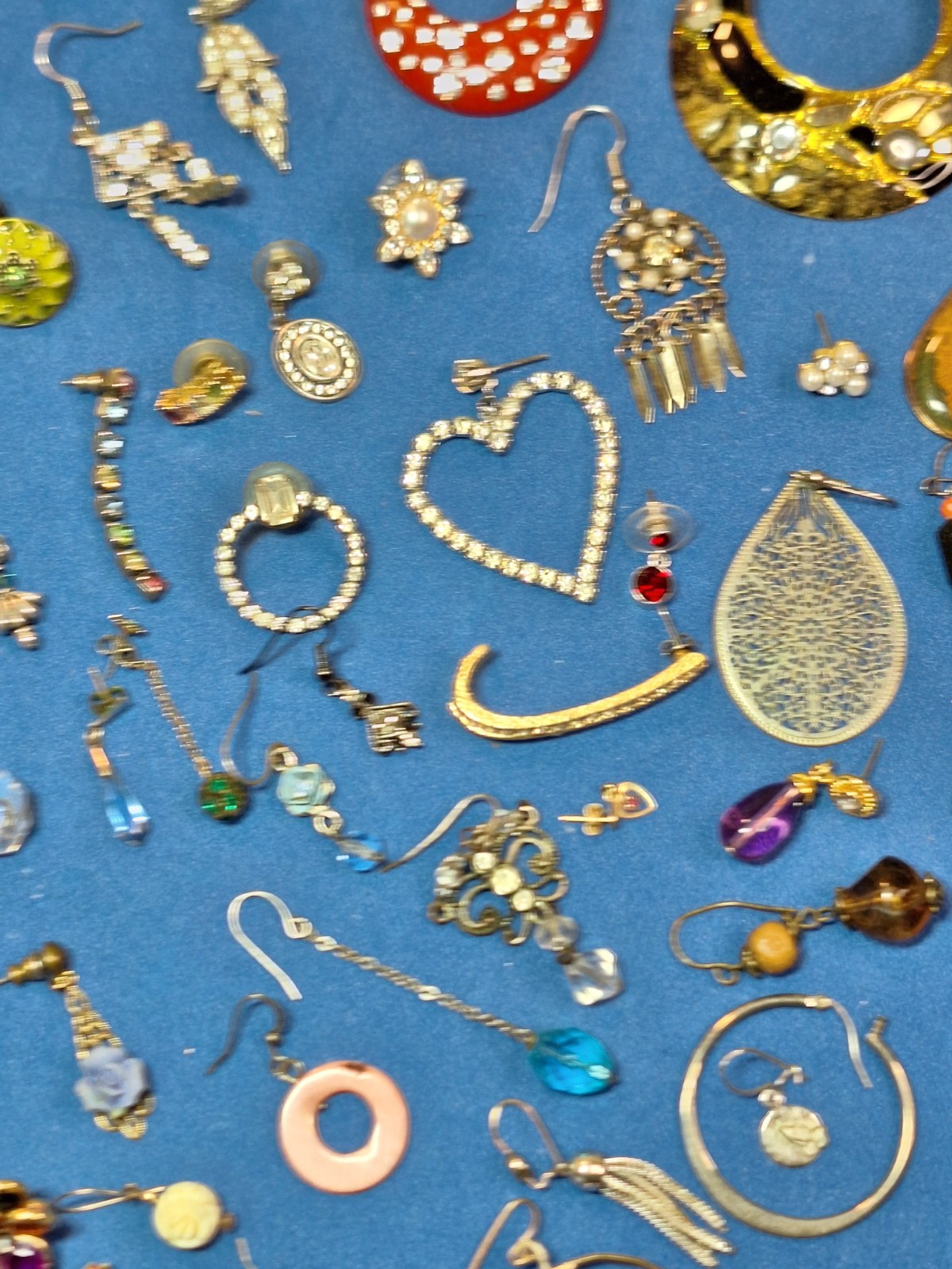 129 pc Single Pierced Earring Lot Rhinestones Dangles Animals Crafts Over 1-lb