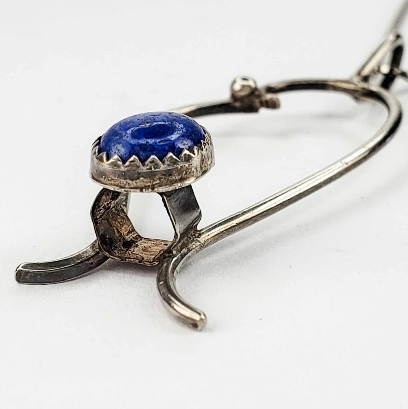 Sterling Silver 925 Freeform Sodalite Cabochon Pendant 16.25 Inch Chain Necklace