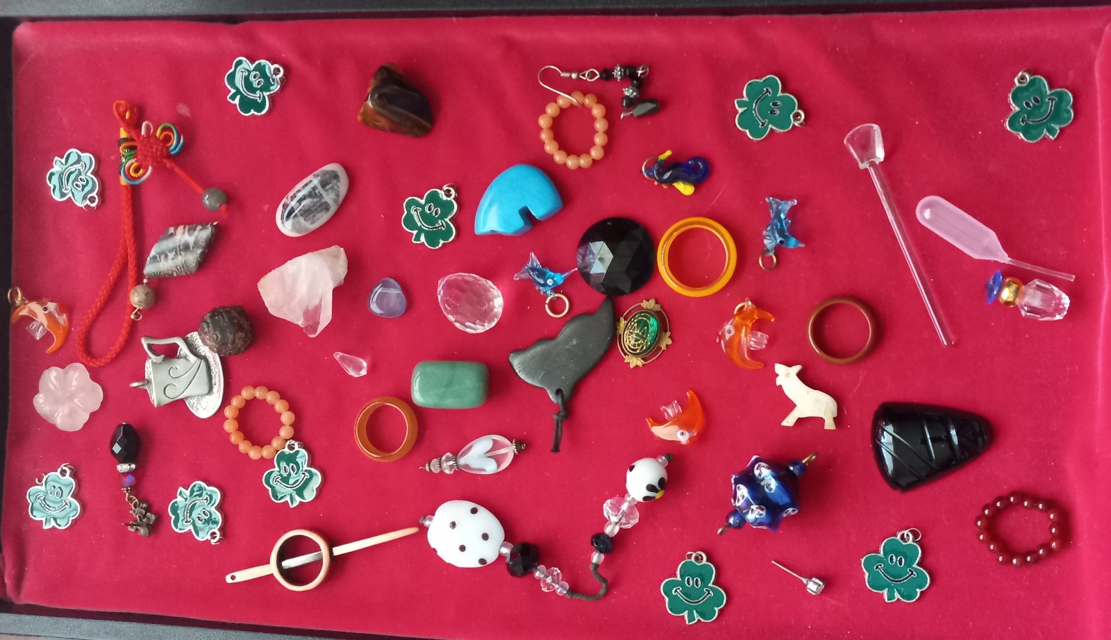 whole bunch jewelry charms pendants gemstones vtg lot crystal perfume bottle #2