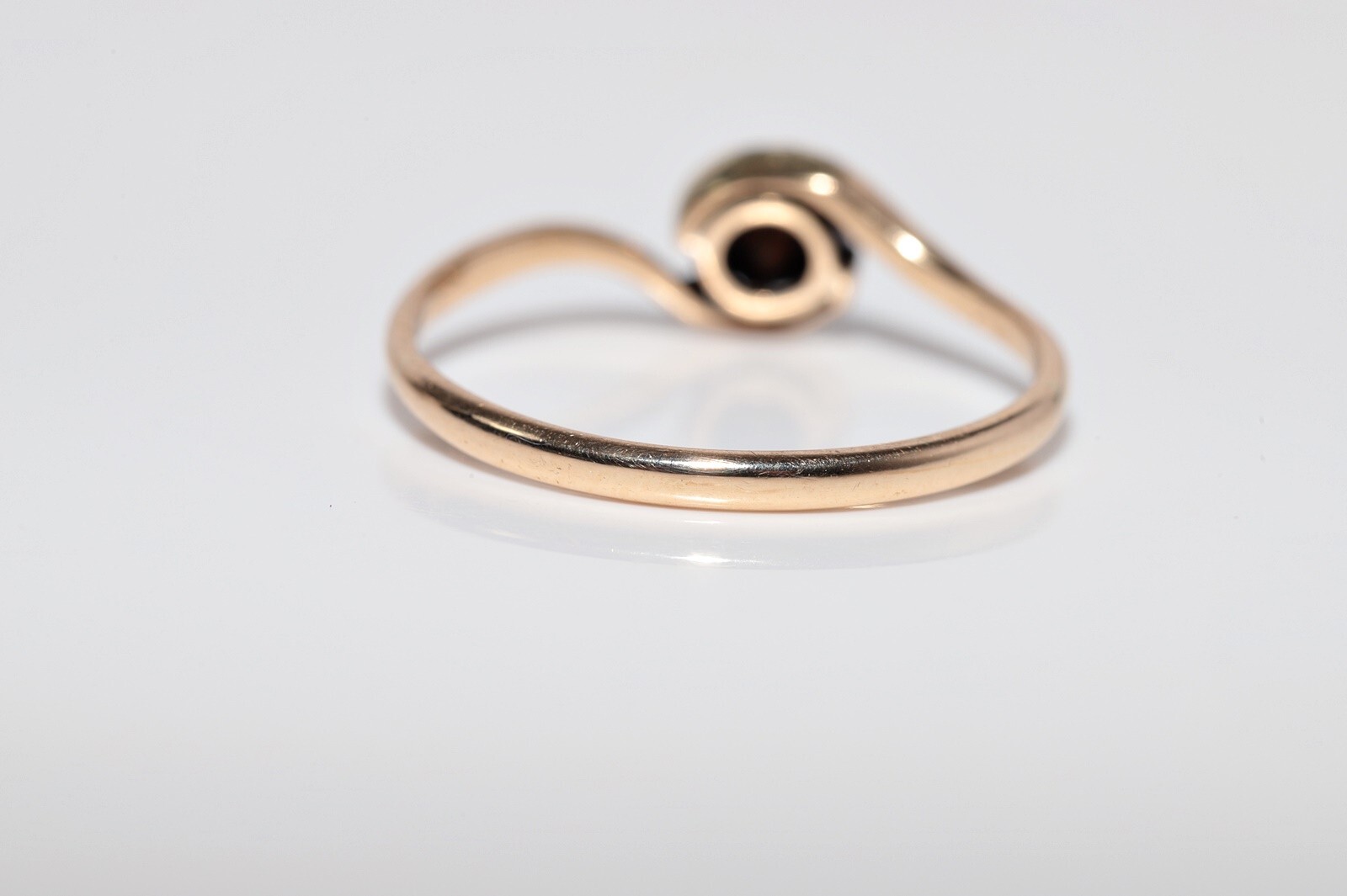 Antique Circa 1900s Handcrafted 14k Gold Natural Rose Cut Diamond Solitaire Ring