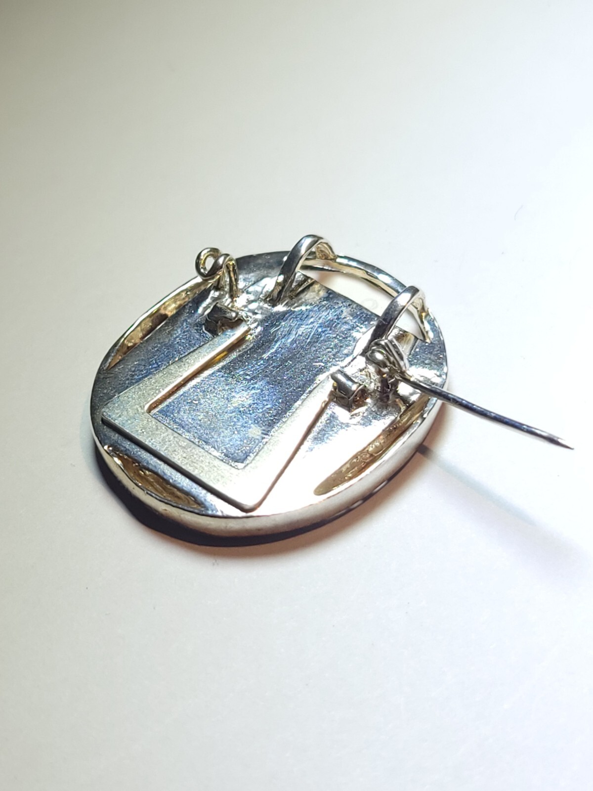 Sterling Silver 10k Gold & Diamond Vintage Mini Picture Frame / Pendant / Brooch