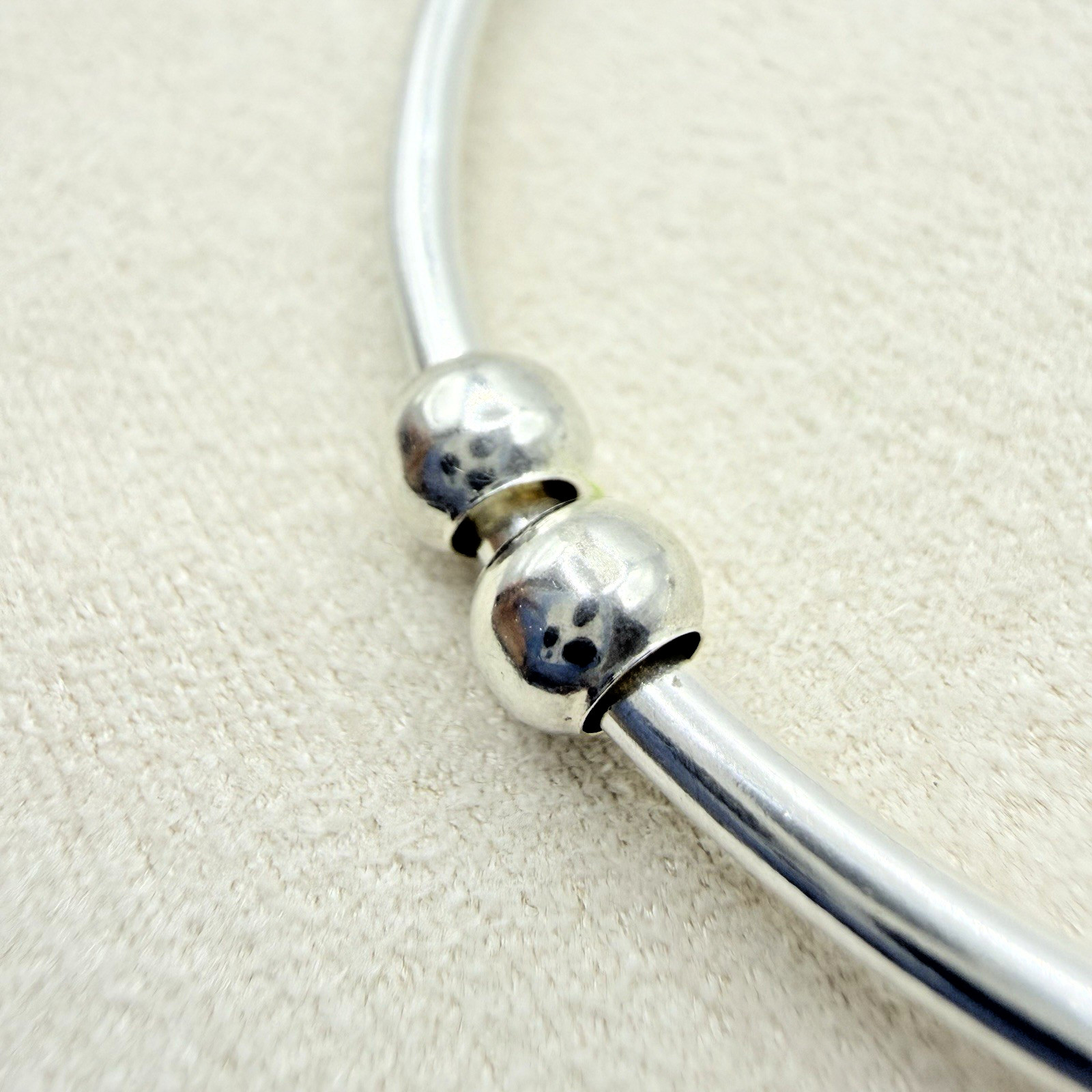 Vintage Sterling Silver Ball Stopper Slide On Bead Charms 2 Total for Bracelet