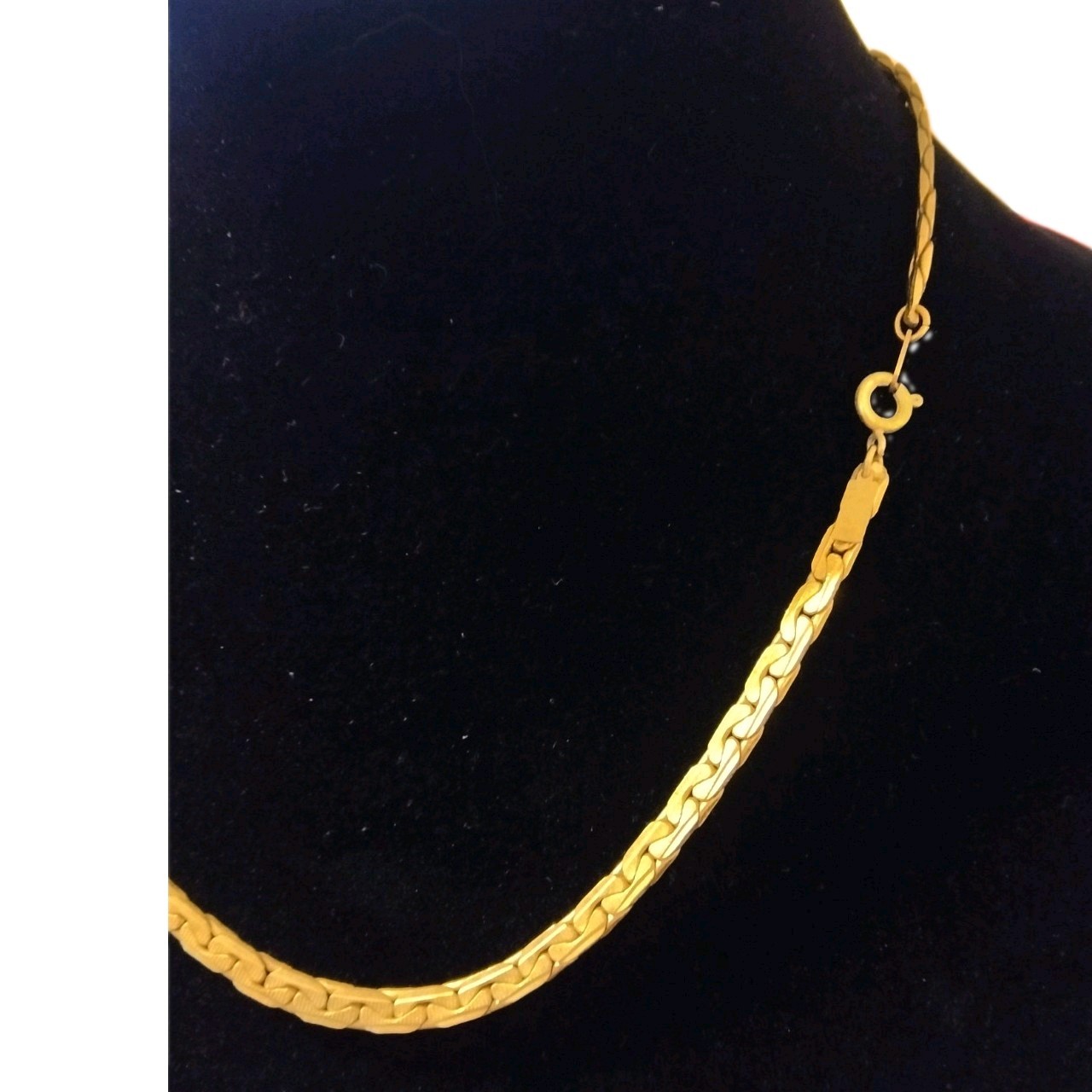 Vintage Gold-Filled Curb Chain Necklace 18 in Spring Ring Closure No Stone