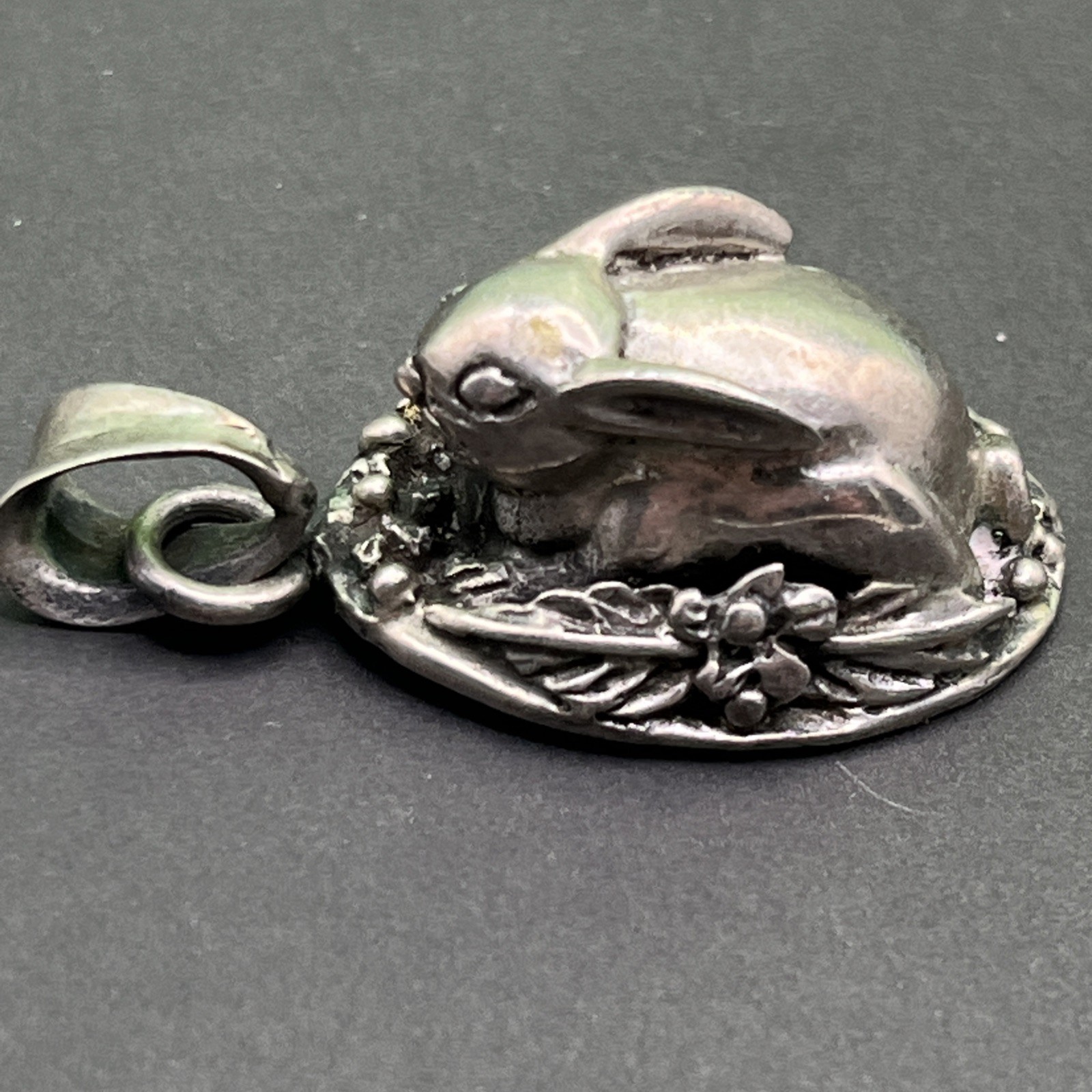 Adorable Vtg Bunny Rabbit Pendant / Charm Sterling Silver Signed 925 3D