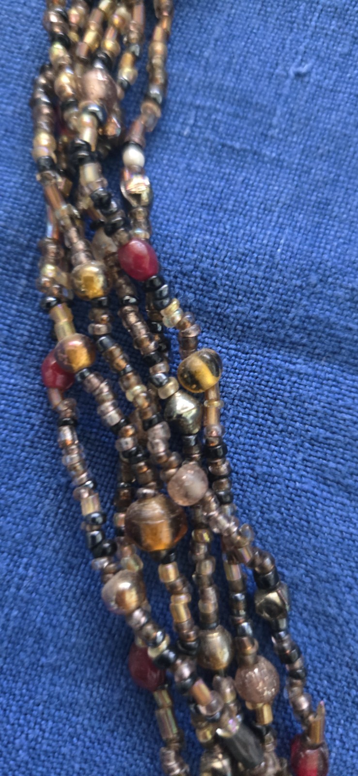Vintage Multi-Strand Earth Tone Beaded Necklace – Boho Chic​