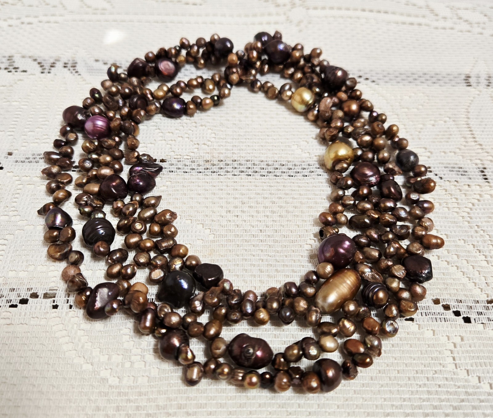 Multi Color Freshwater Pearl Extra Long Cluster Necklace