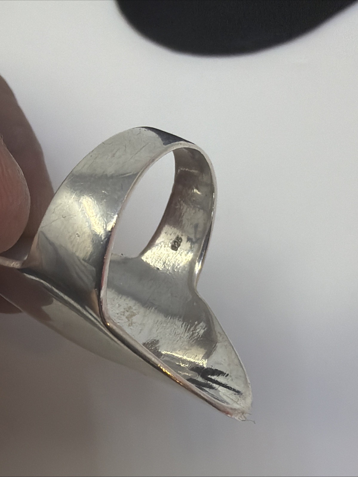Vintage 925 Sterling Silver Modernist Elongated Dome Ring Size 8 1/4 Weighs 9.3g