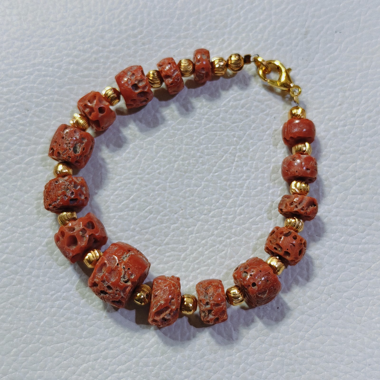Vintage Natural Sea Coral Brass Bracelet Italy Coral Handmade Gemstone Bracelet