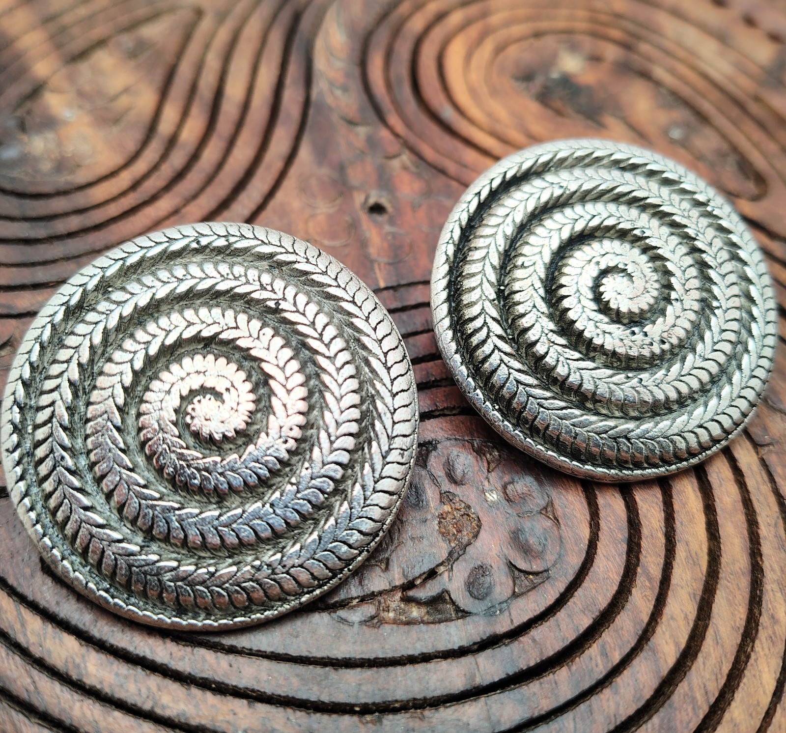 Jeff Lieb Antiqued Silver Spiral Earrings. Clip On, Signed