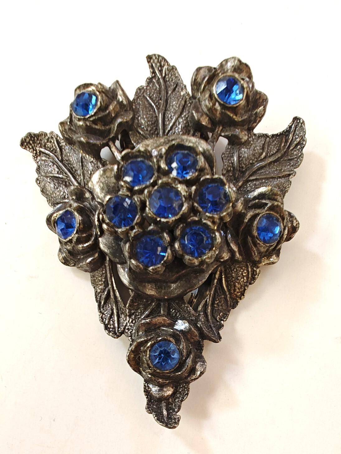 VTG ART DECO Signed L/N Little Nemo Silver Tone Sapphire Blue 1930’s Dress Clip