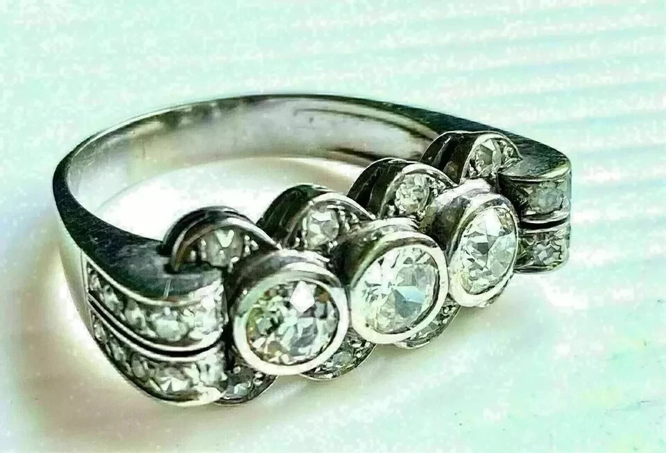 3Ct Art Deco Style Round Cut Lab Created Diamond 925 Silver Engagement Gift Ring