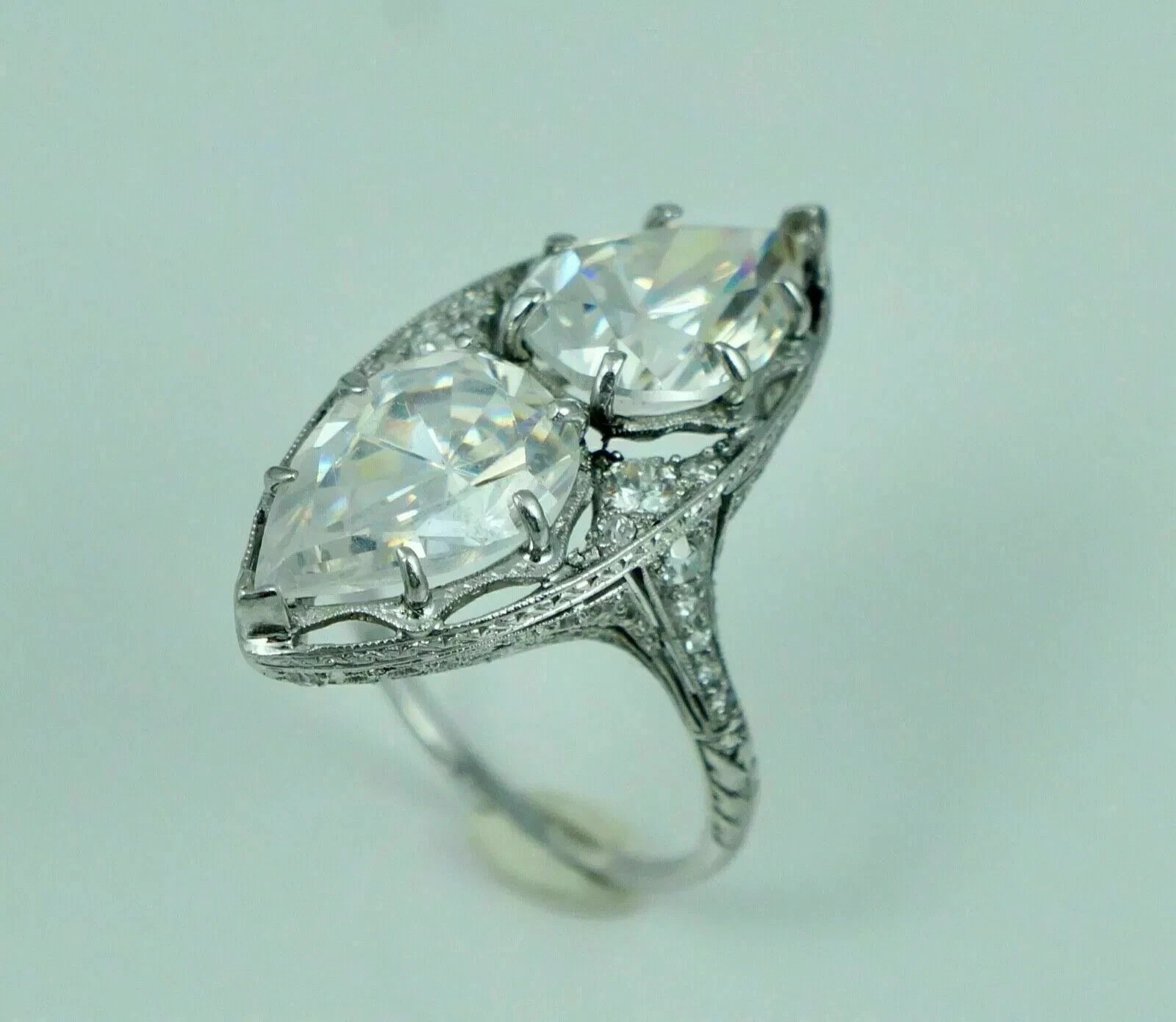 3.5Ct Vintage Art Deco Style Lab Created Diamond Wedding 14K White Gold FN Ring
