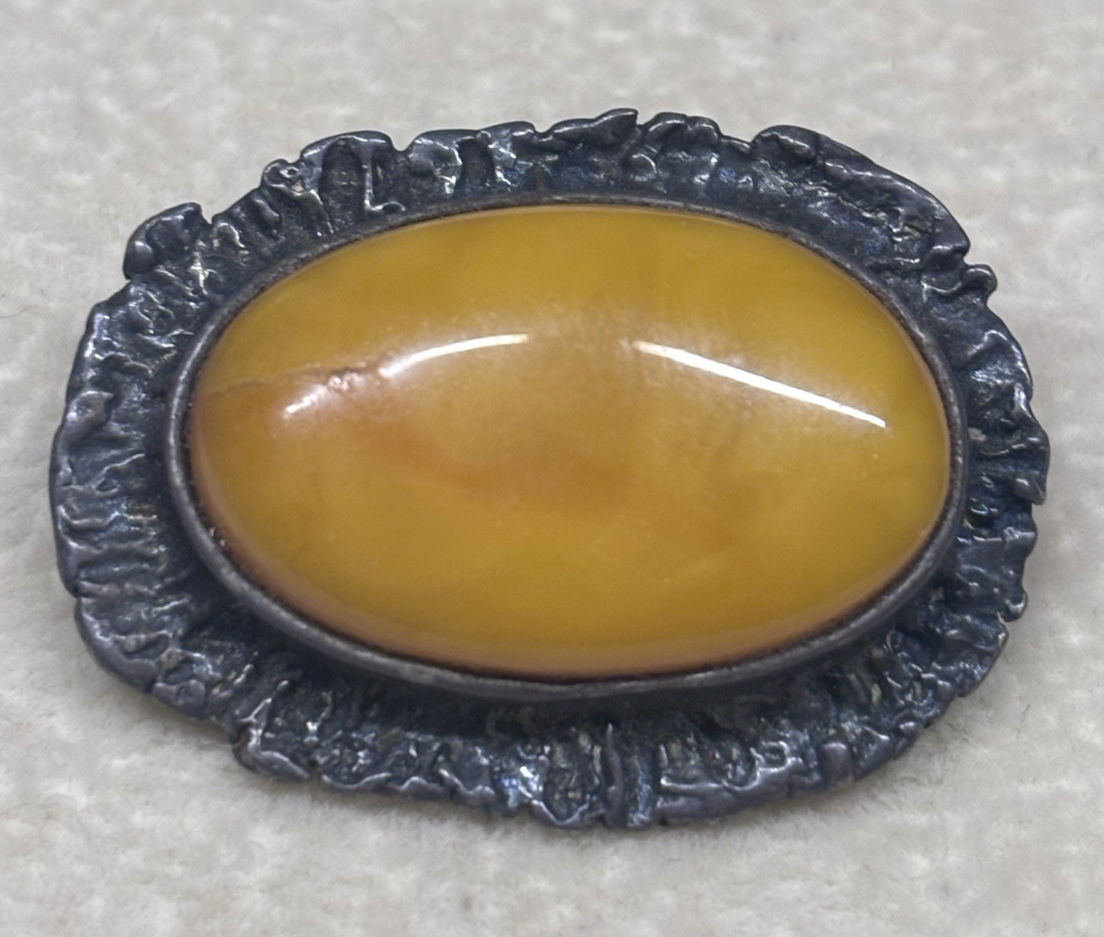 Antique Baltic Amber Butterscotch 800 Silver Tested Egg Yolk