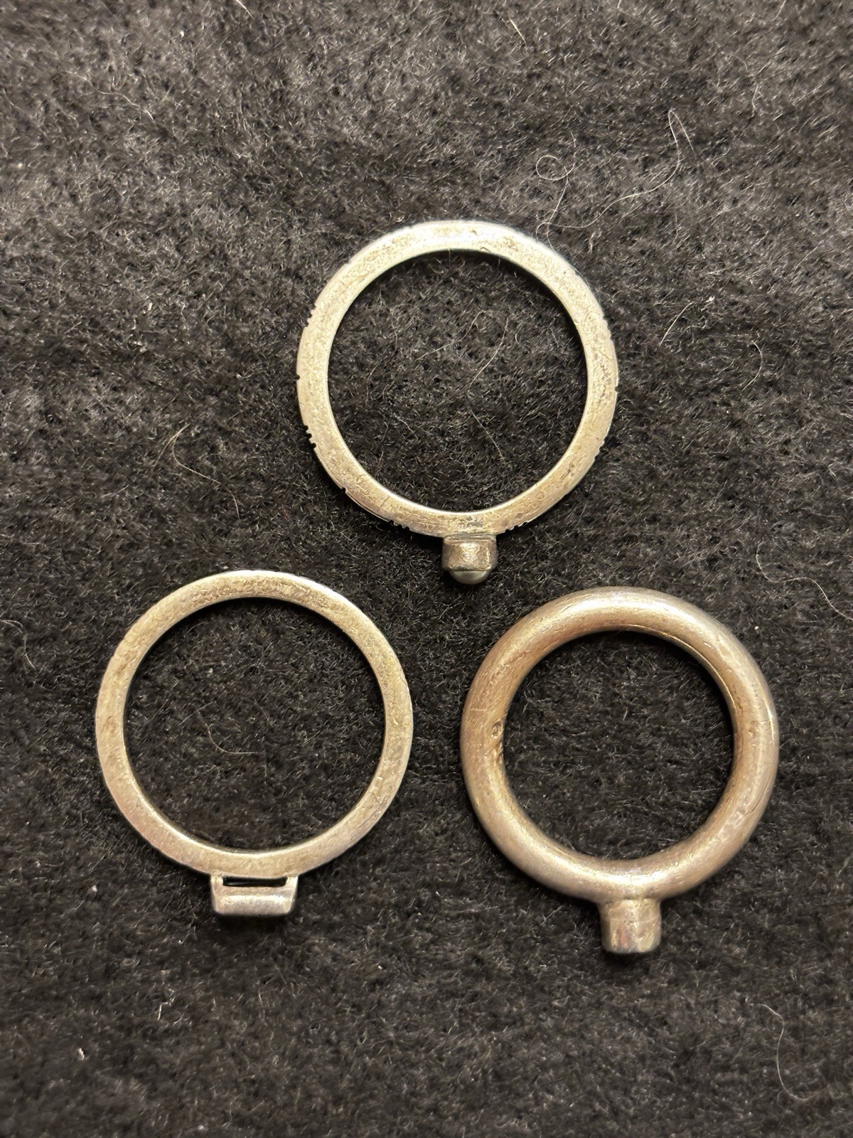 3 SET VINTAGE ARTISAN ETCHED STERLING 925 GEN STONE STACKING RINGS *8.3 gm*