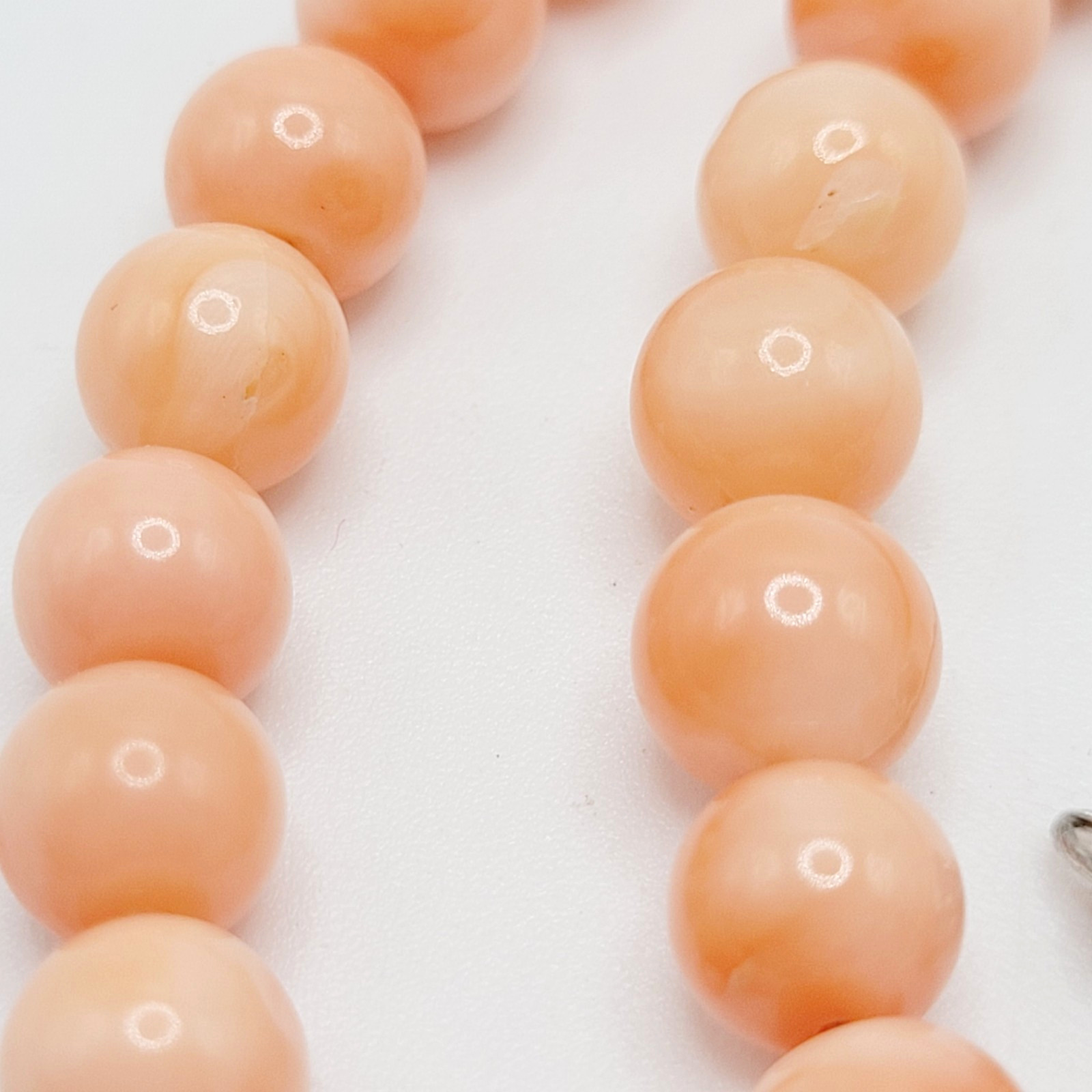 Genuine Pink Peach Blush Coral Bead 6mm Necklace Alloy Clasp Tested 25 inch