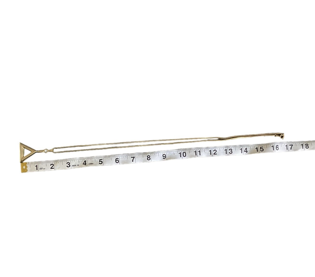 Vintage Yellow Gold Plated Triangle Pendant Necklace Chain B232